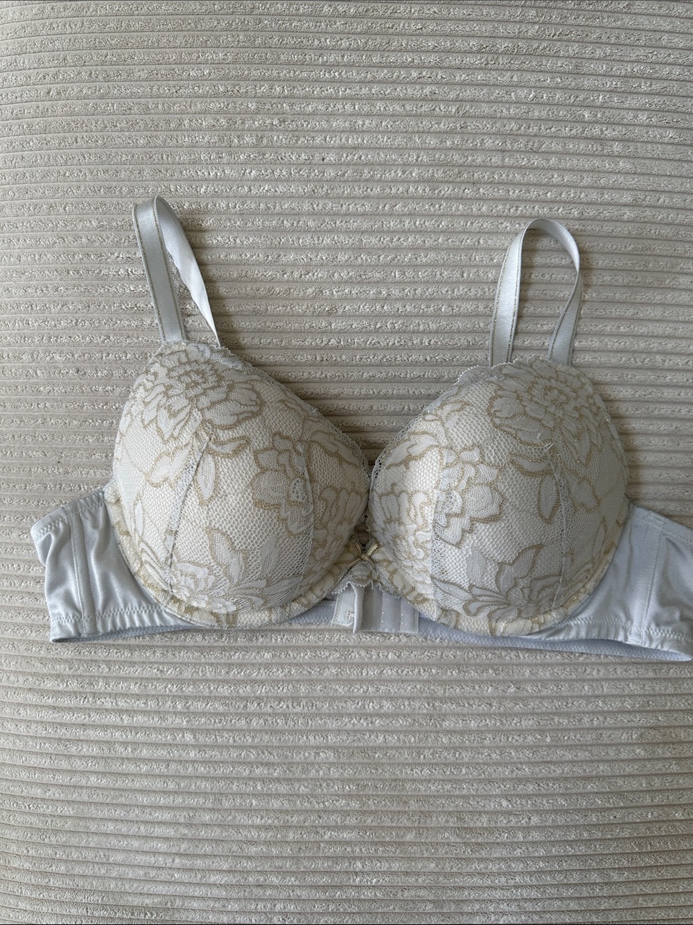 Cacique Women's Lace Overlay Push-Up Bra in Cream Size 42B